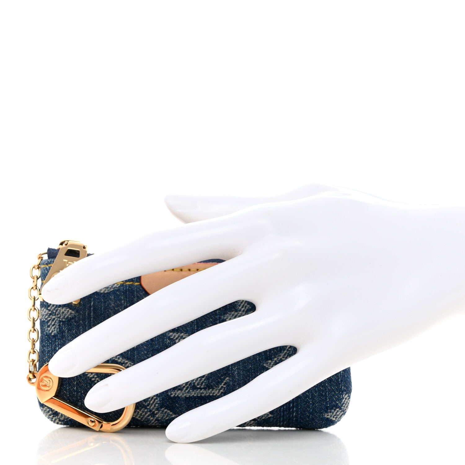 Louis Vuitton Monogram Denim Key Pouch Denim Blue 2 of 7