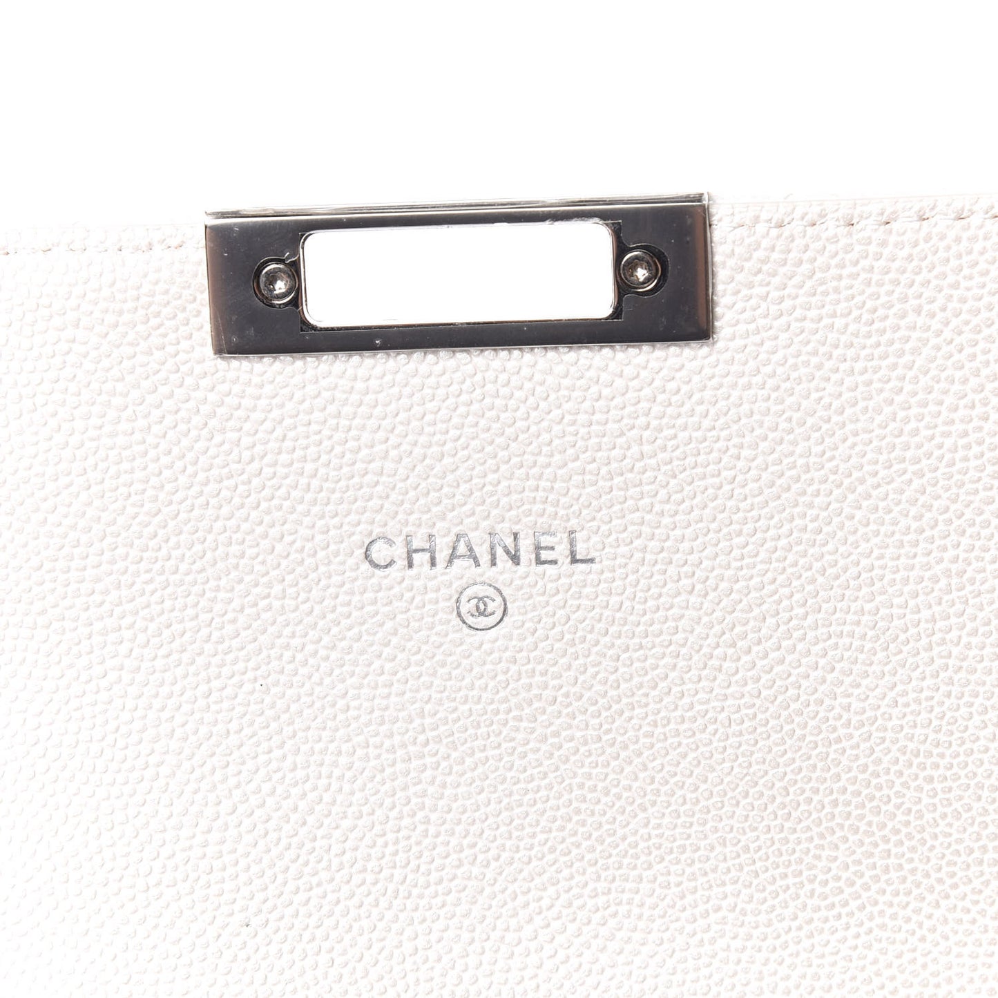 Caviar Quilted Medium Golden Class Pouch White