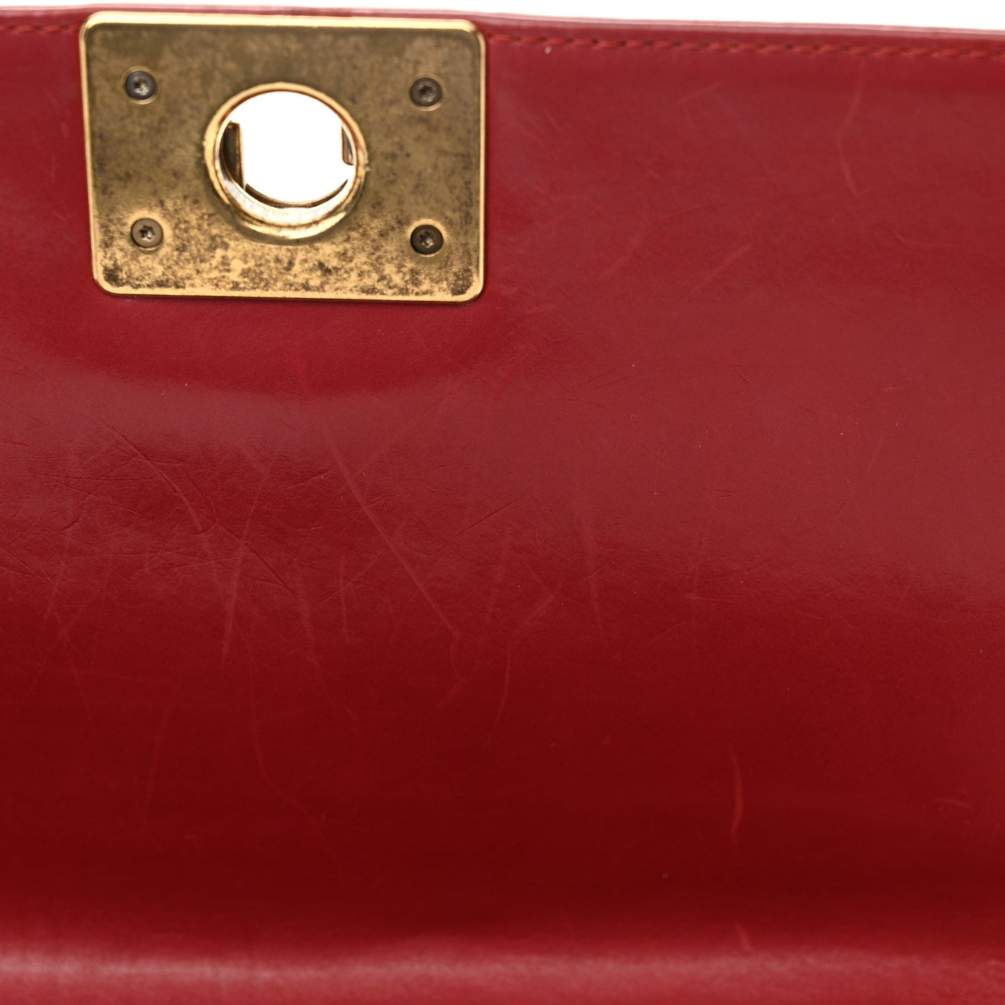 Glazed Calfskin Medium Boy Flap Red
