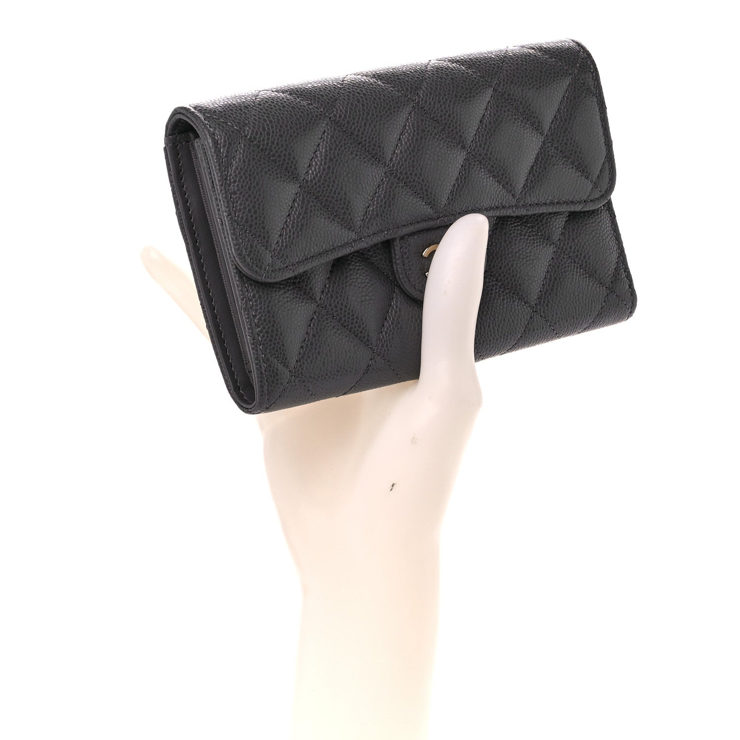 Chanel Caviar Quilted Medium Flap Wallet Grey 2 of 15
