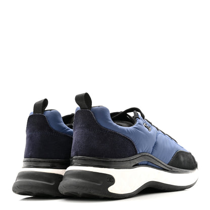 Chanel Nylon Suede Calfskin Womens Logo Sneakers 41 Dark Navy Blue 6 of 13