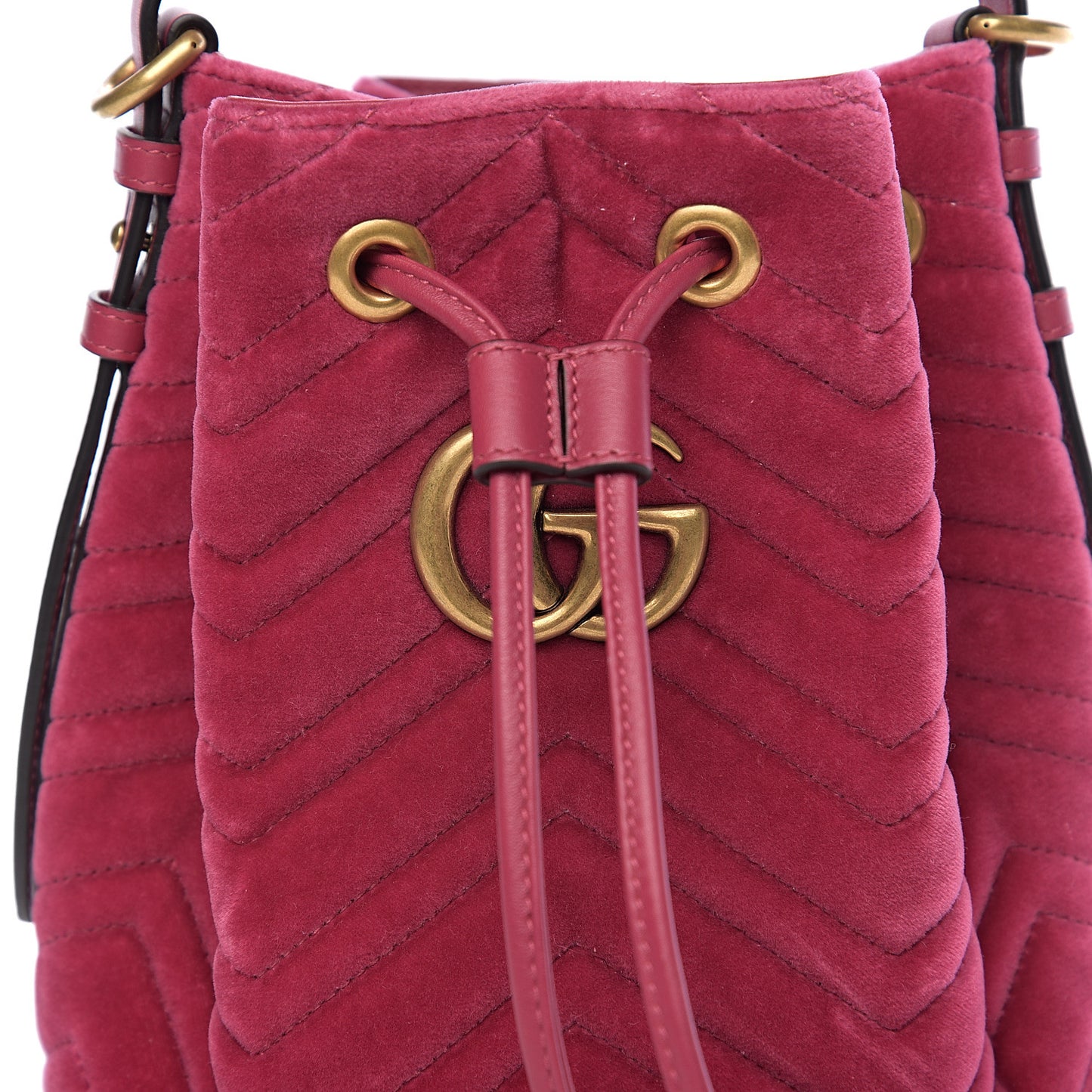 Velvet Matelasse GG Marmont Bucket Bag Light Raspberry Rose