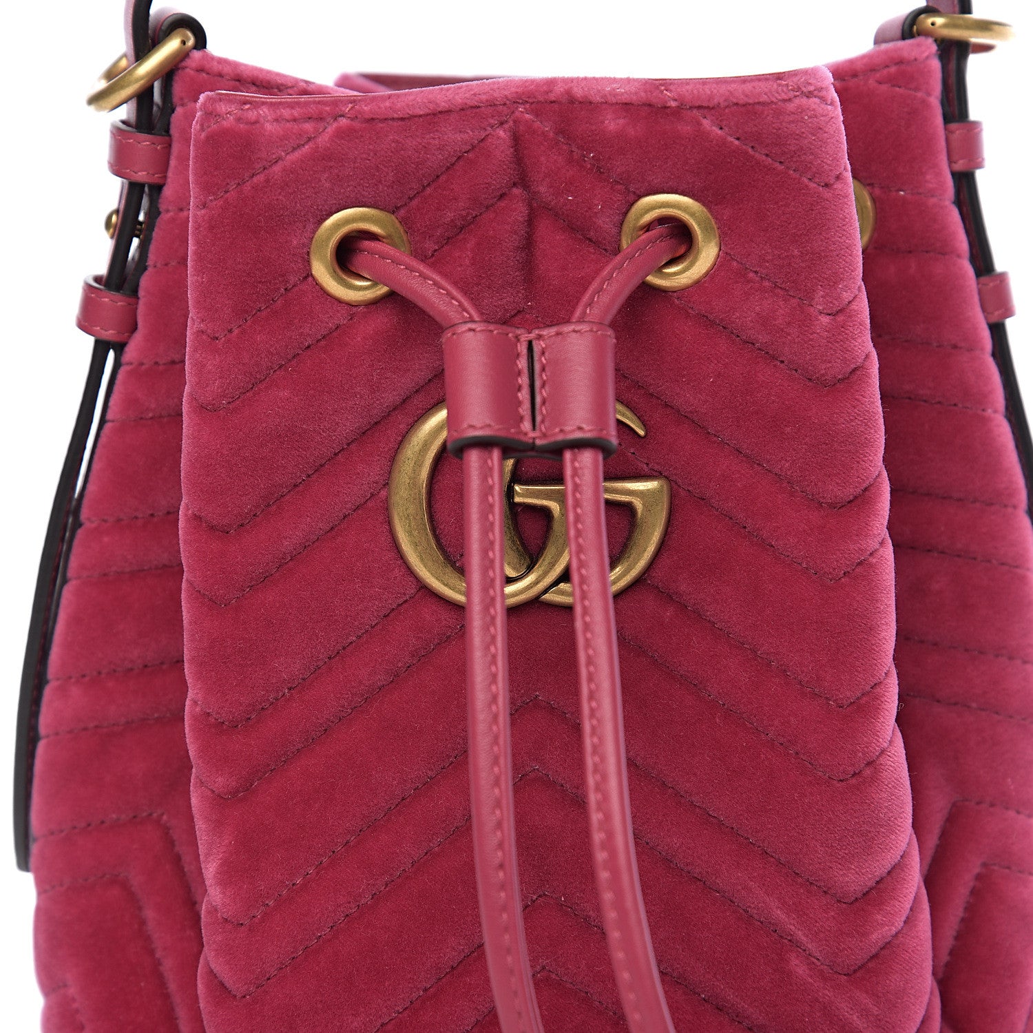 Gucci Velvet Matelasse GG Marmont Bucket Bag Light Raspberry Rose 7 of 9