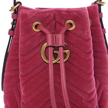 Gucci Velvet Matelasse GG Marmont Bucket Bag Light Raspberry Rose 7 of 9