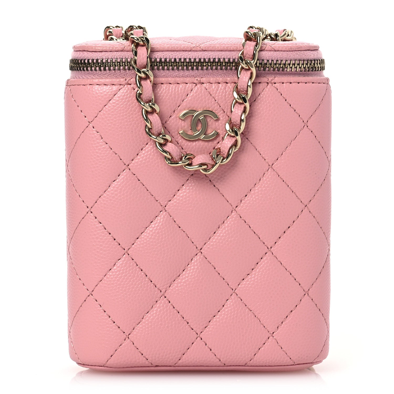 Chanel Caviar Quilted Small Vertical Coco Beauty Vanity Case With Chain Light Pink 1 of 12