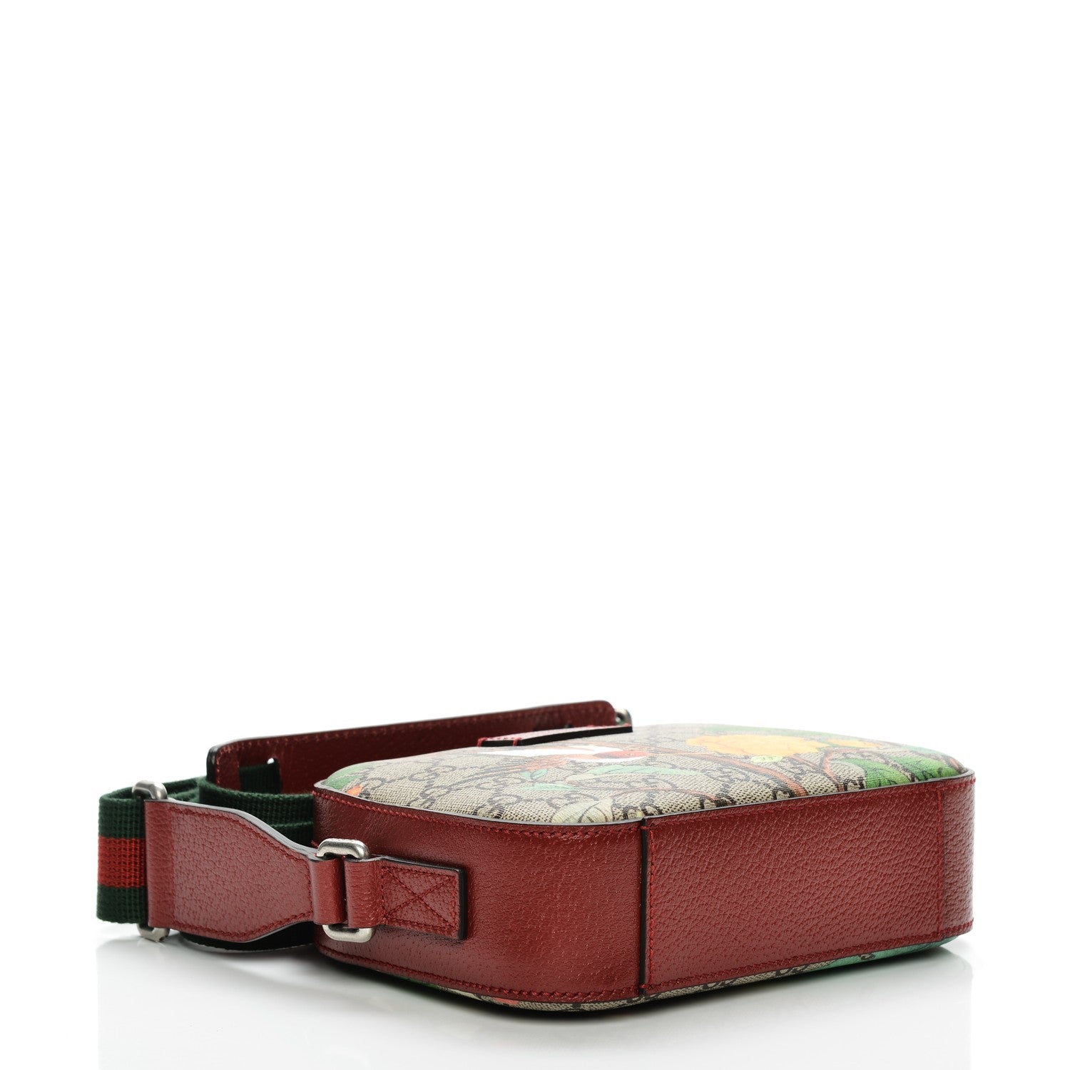 Gucci GG Supreme Monogram Tian Web Small Camera Bag Beige Multicolor Red 4 of 8