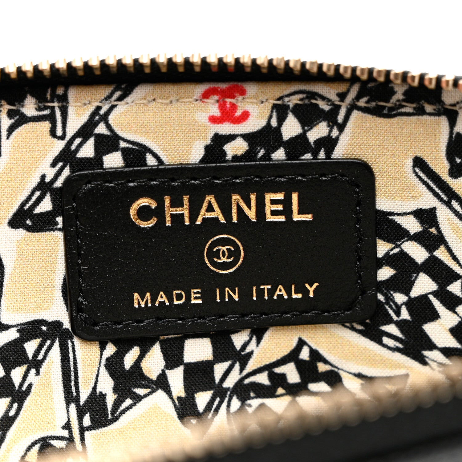 Chanel Caviar Metal Quilted Striated Zip Card Holder Wallet Black 6 of 8