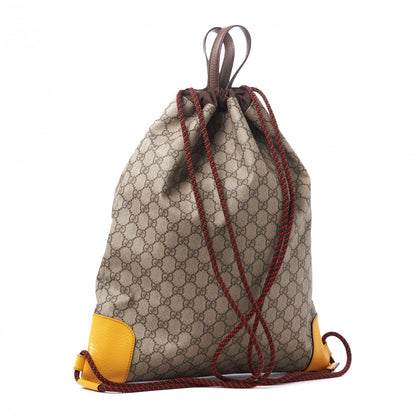 Gucci GG Supreme Monogram Neo Vintage Drawstring Backpack Beige New Acero Crop 2 of 9
