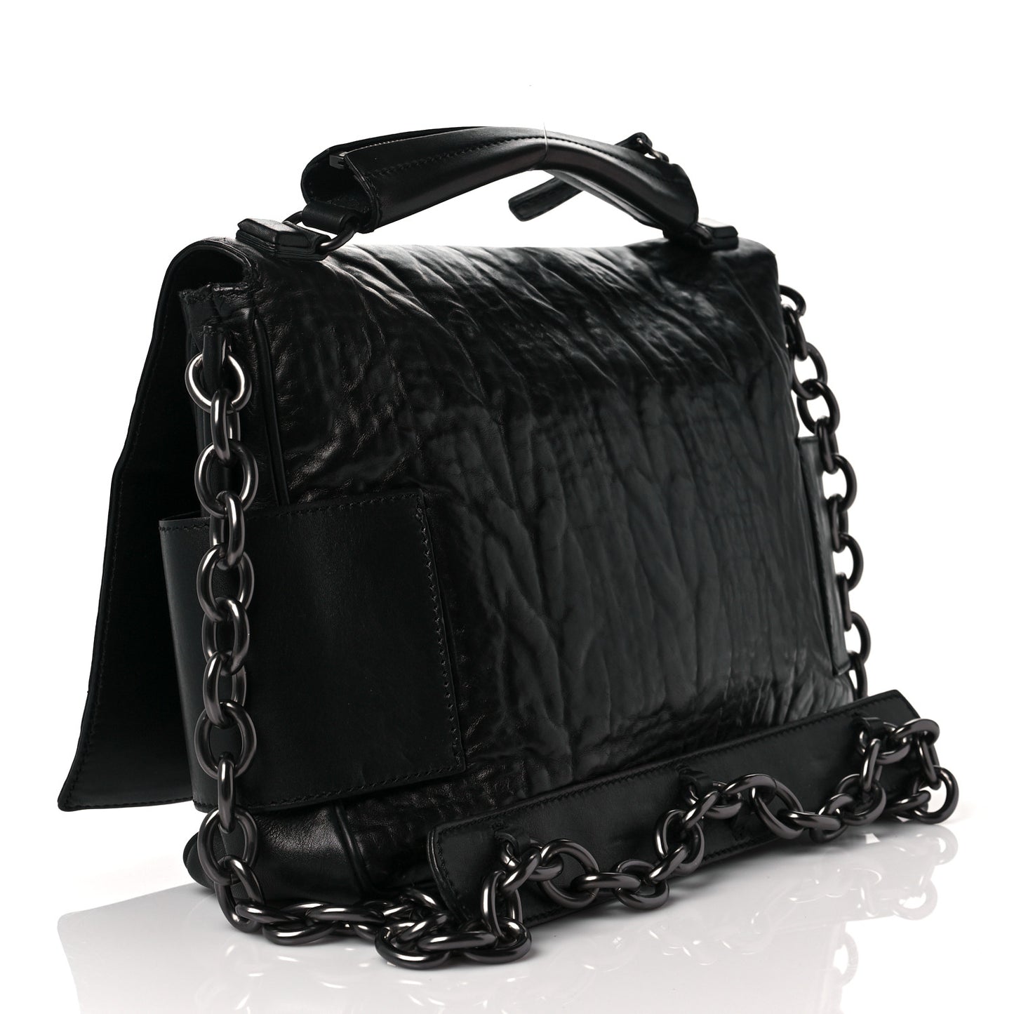 Calfskin Cable Embossed Eve Shoulder Bag Black