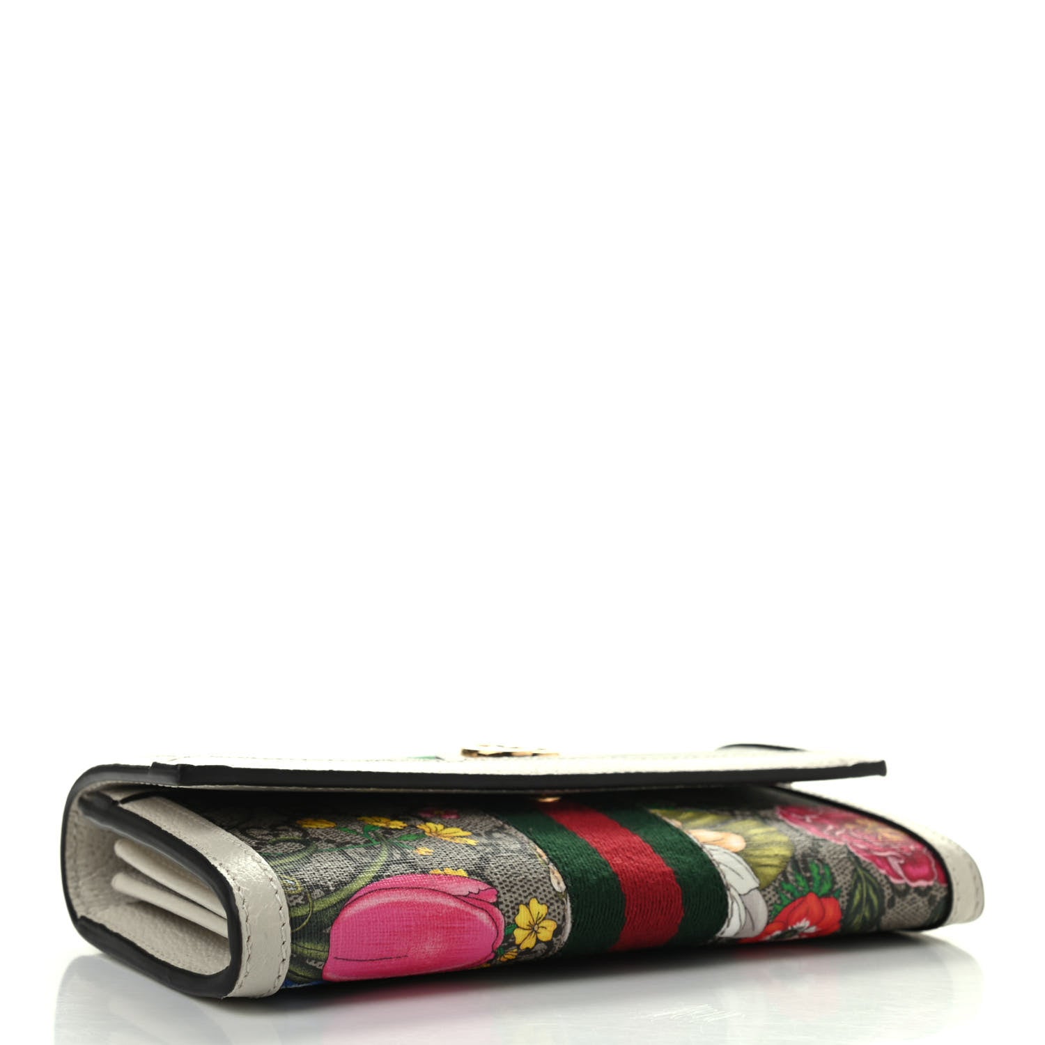 Gucci GG Supreme Monogram Flora Web Ophidia Continental Wallet White 4 of 7