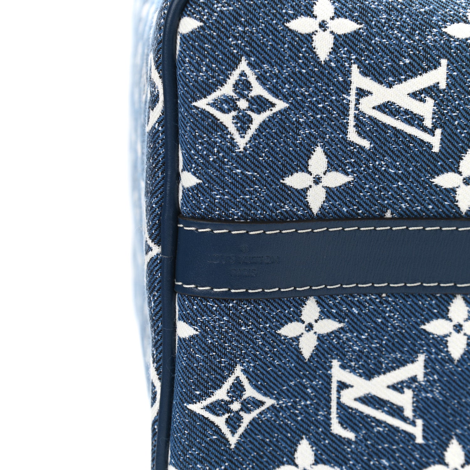 Louis Vuitton Monogram Jacquard Denim Speedy Bandouliere 25 Bleu 7 of 10