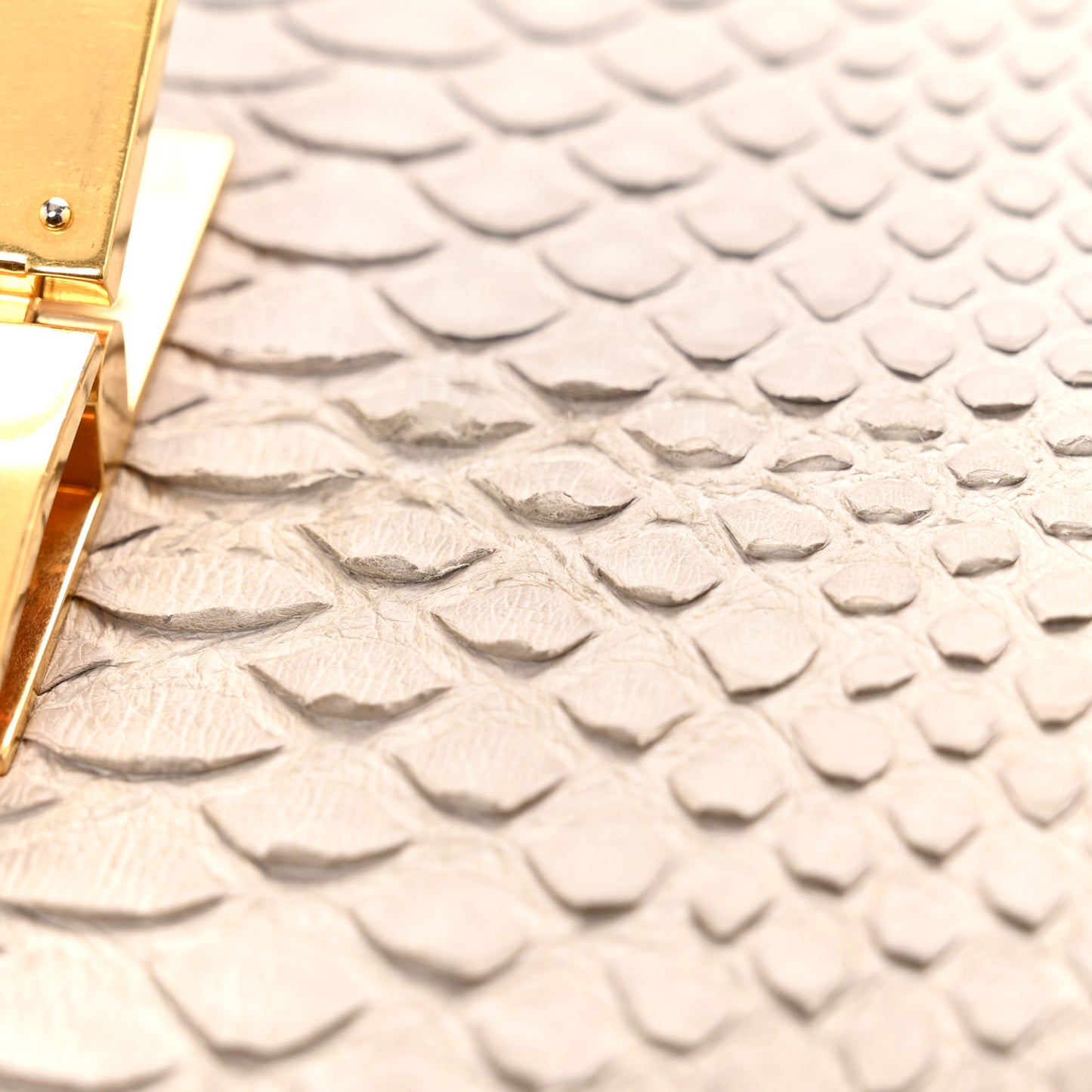 Snakeskin Medium Classic Box Flap Bag Grey