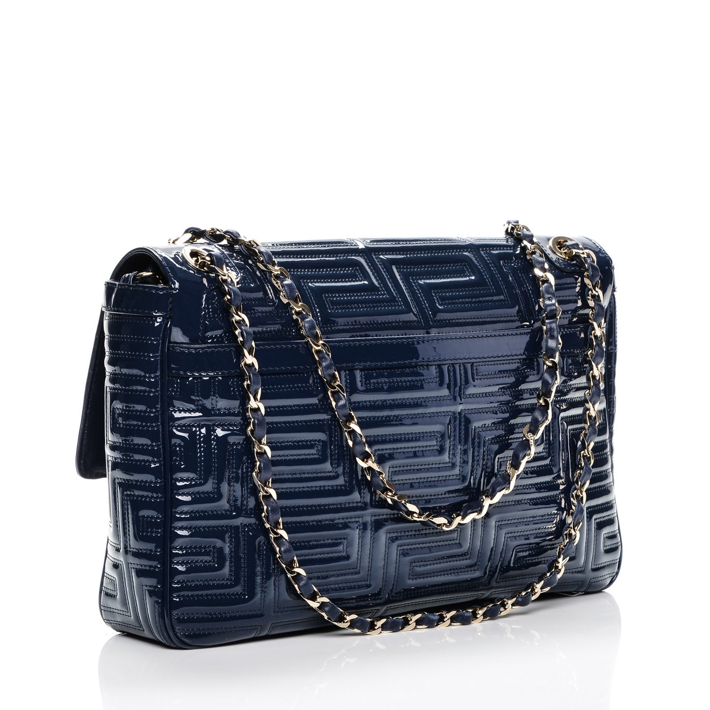 Patent Borsa Couture Shoulder Bag Navy