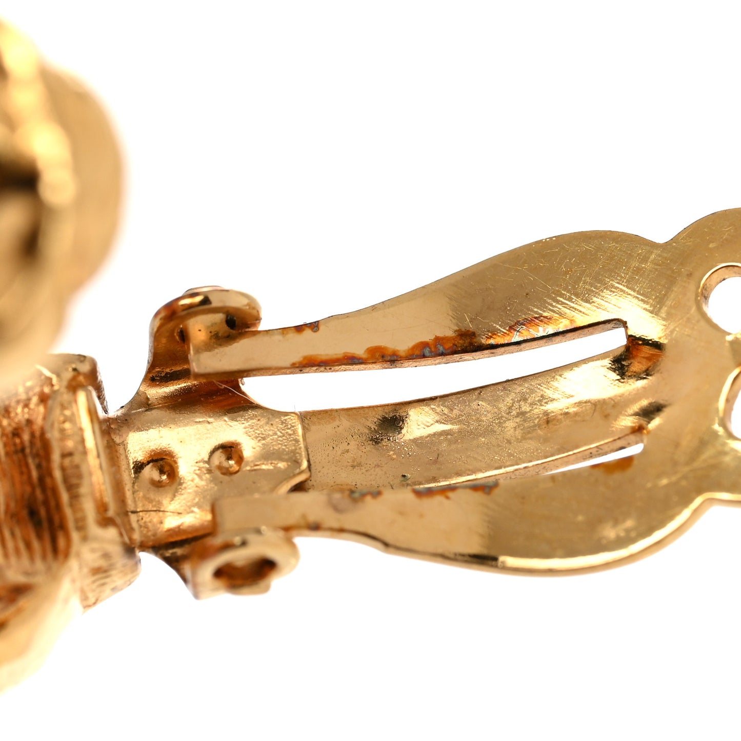 Metal CC Hoop Clip On Earrings Gold