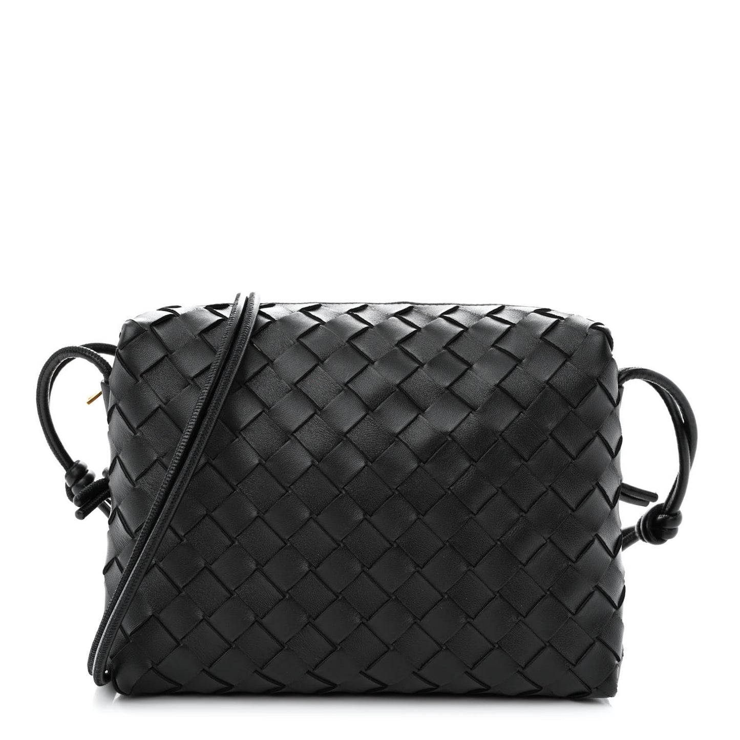 Nappa Intrecciato Small Loop Camera Bag Black