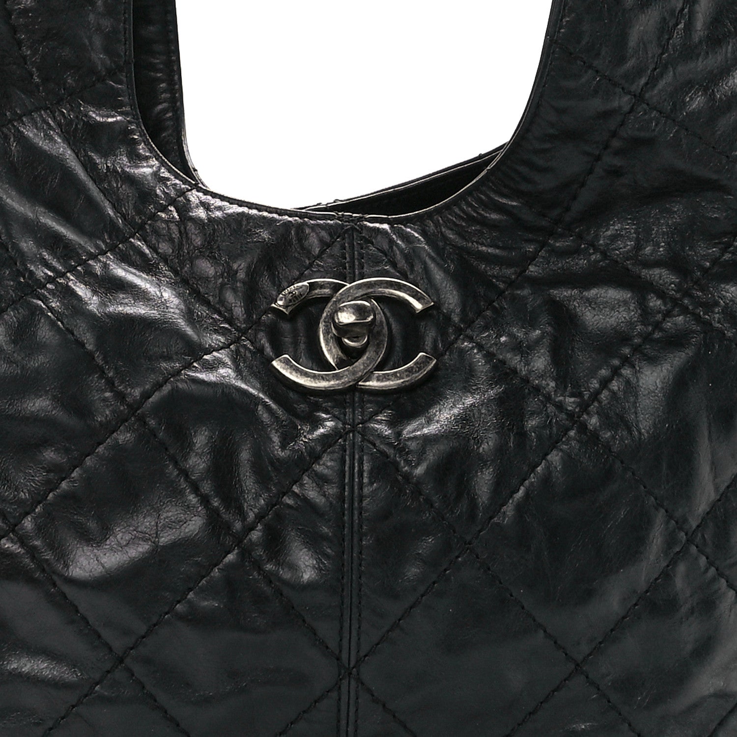 Chanel Aged Calfskin Quilted Coco Supple Hobo Black 7 of 10