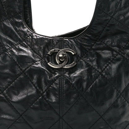 Chanel Aged Calfskin Quilted Coco Supple Hobo Black 7 of 10