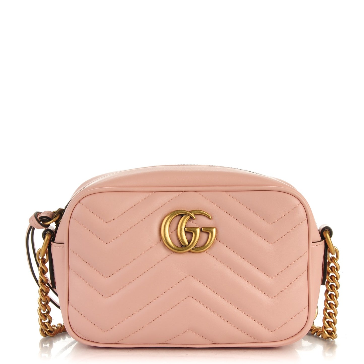 Calfskin Matelasse Mini GG Marmont Chain Shoulder Bag Perfect Pink