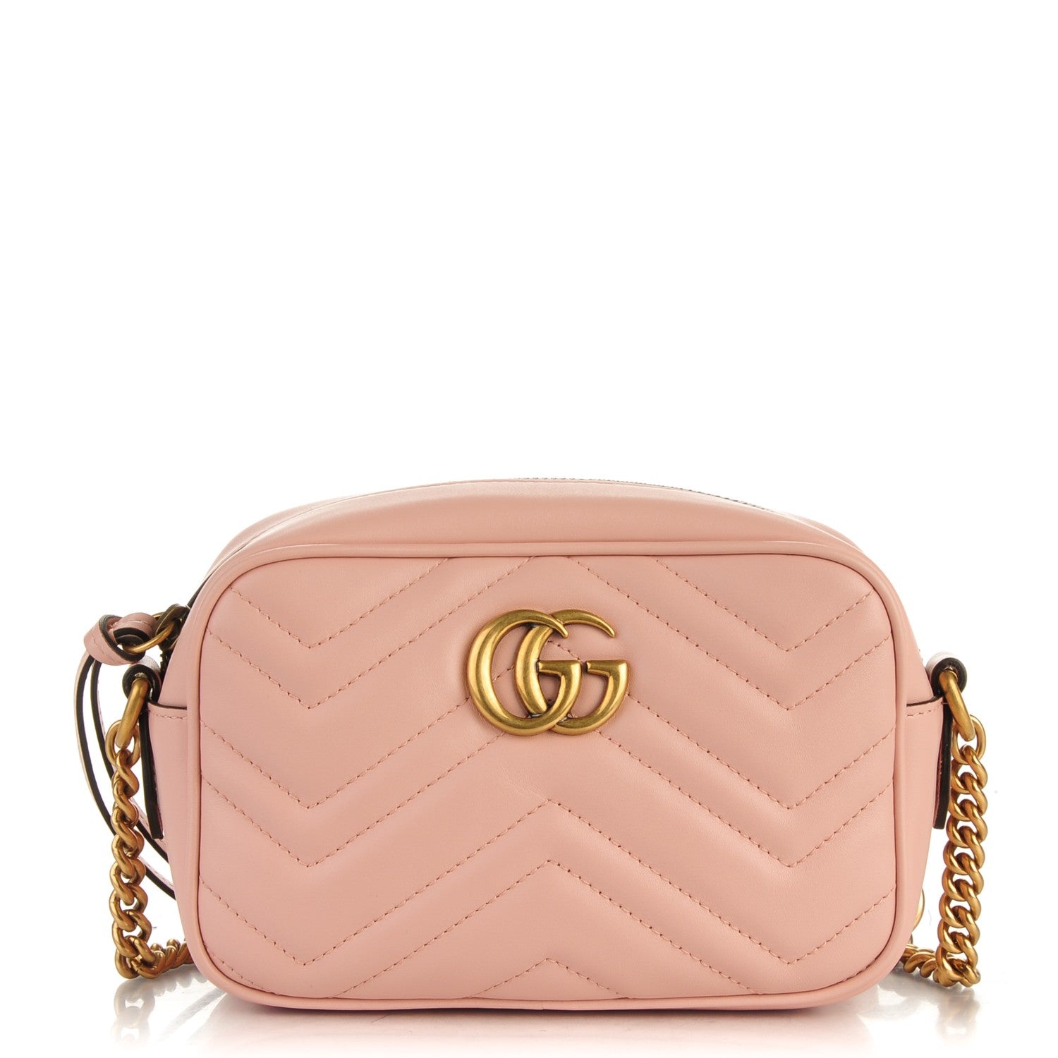 Gucci Calfskin Matelasse Mini GG Marmont Chain Shoulder Bag Perfect Pink 1 of 7