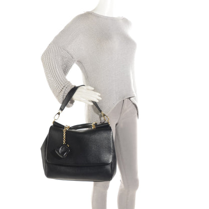 Dolce & Gabbana Grained Deerskin Large Miss Sicily Satchel Black 2 of 7