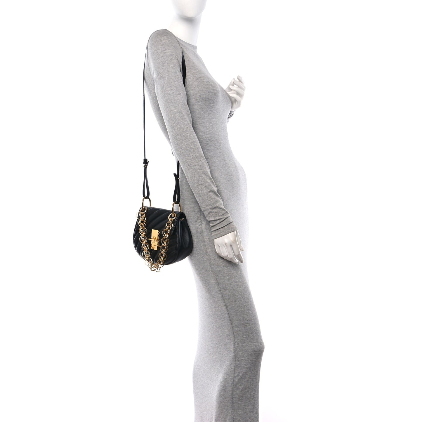 Calfskin Quilted Mini Drew Bijou Shoulder Bag Black