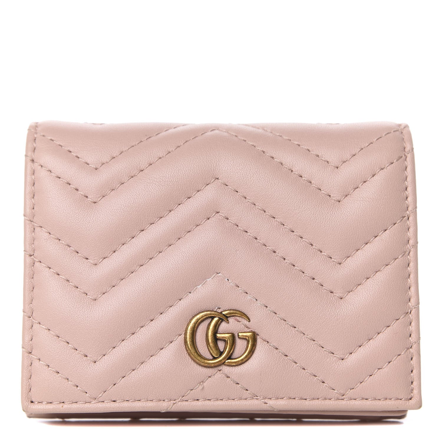 Gucci Calfskin Matelasse GG Marmont Card Case Wallet Perfect Pink 1 of 9