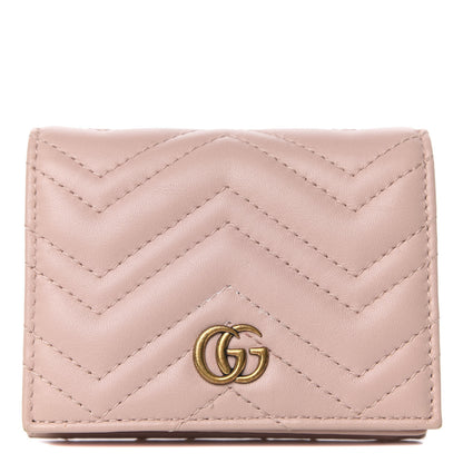Gucci Calfskin Matelasse GG Marmont Card Case Wallet Perfect Pink 1 of 9