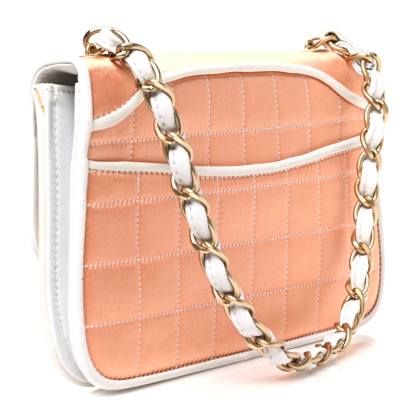 Satin Quilted Chocolate Bar Flap Orange