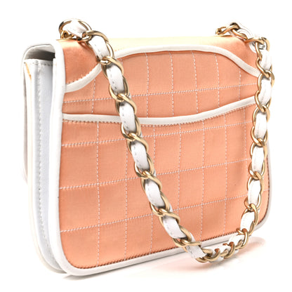 Chanel Satin Quilted Chocolate Bar Flap Orange 3 of 10