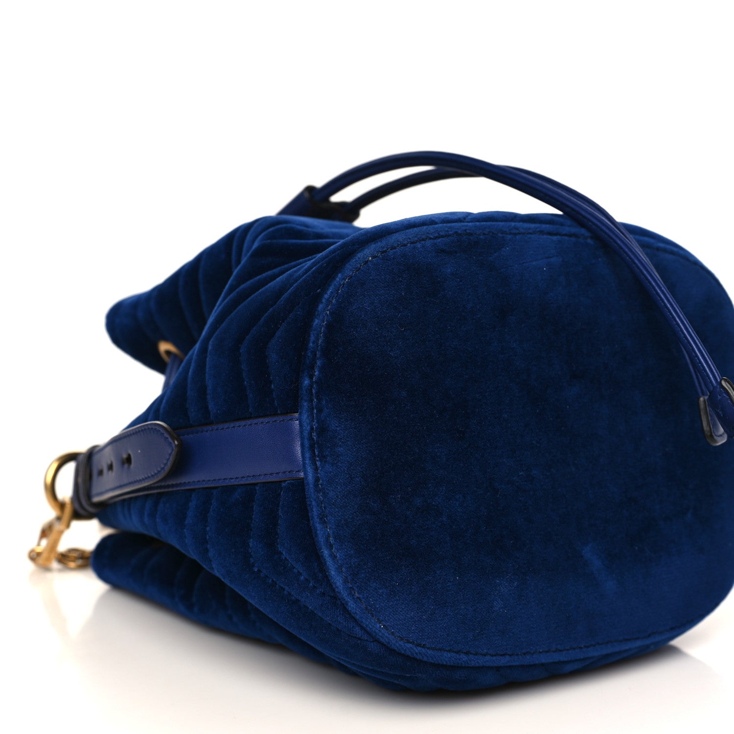 Gucci Velvet Matelasse GG Marmont Bucket Bag Cobalt Blue 8 of 10