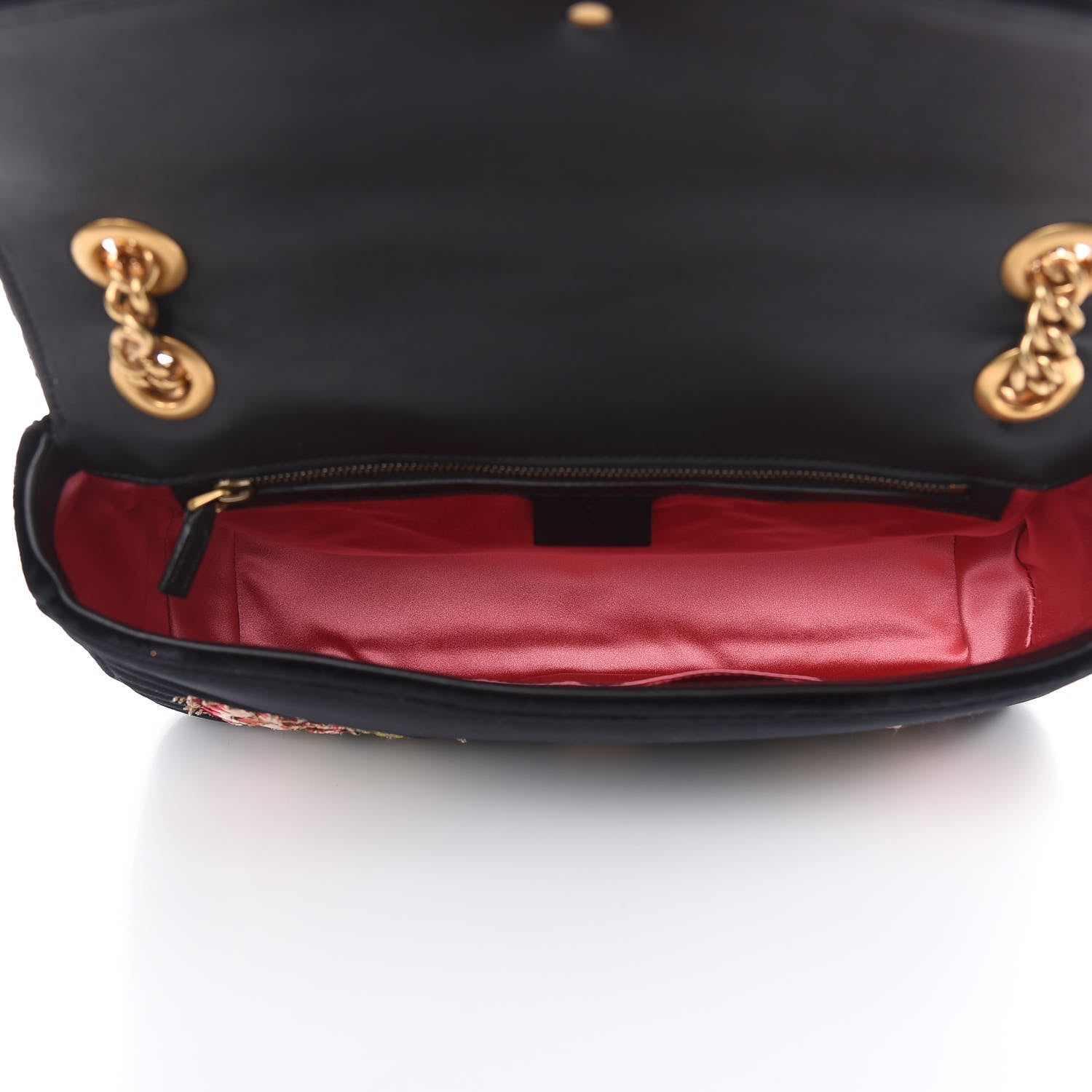 Gucci Velvet Matelasse Loved Embroidered Medium GG Marmont Shoulder Bag Black 5 of 11