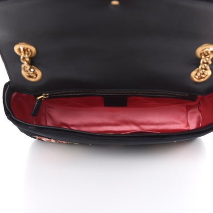 Gucci Velvet Matelasse Loved Embroidered Medium GG Marmont Shoulder Bag Black 5 of 11