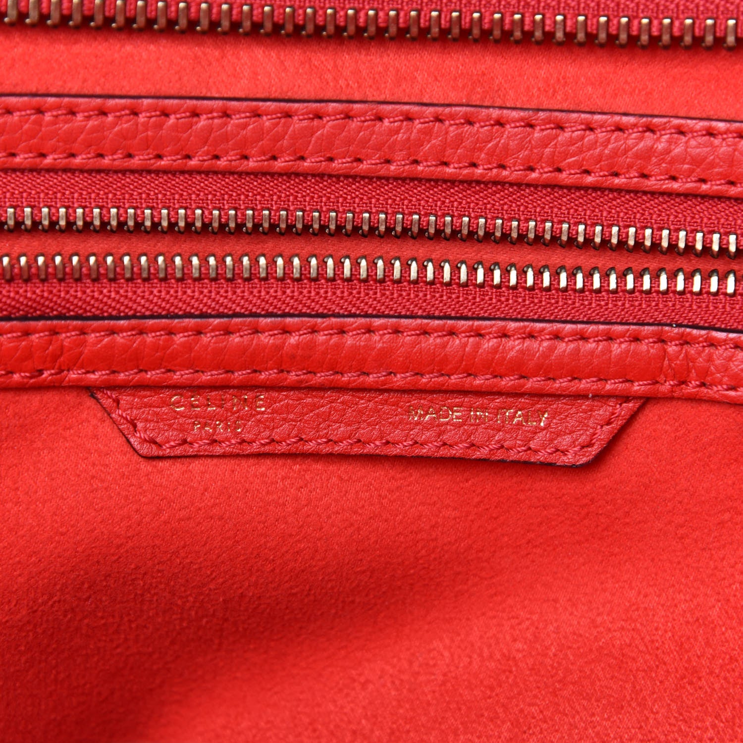 Celine Pebbled Calfskin Mini Luggage Red 10 of 12