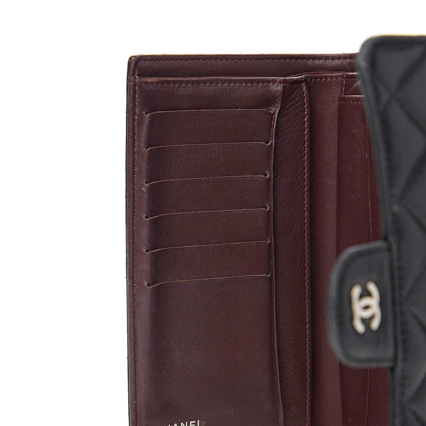 Lambskin Quilted Large Flap Wallet Black