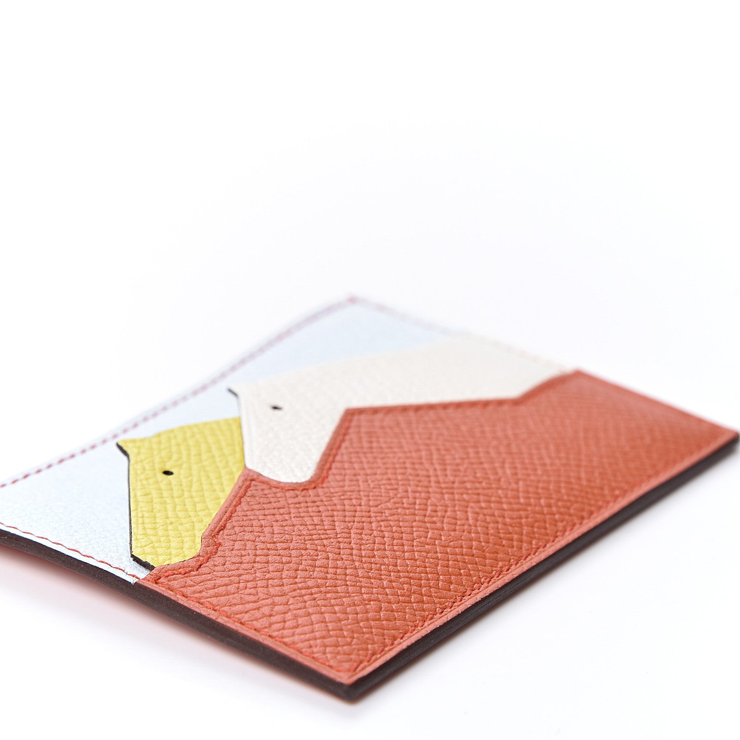 Hermes Epsom Chevre Mysore Les Petits Chevaux Card Holder Terre Battue Lime Bleu Brume Nata 4 of 9