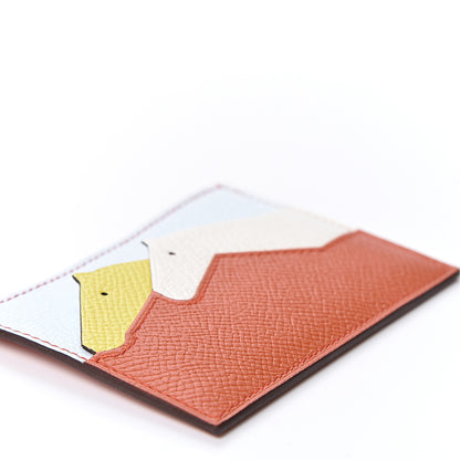 Hermes Epsom Chevre Mysore Les Petits Chevaux Card Holder Terre Battue Lime Bleu Brume Nata 4 of 9