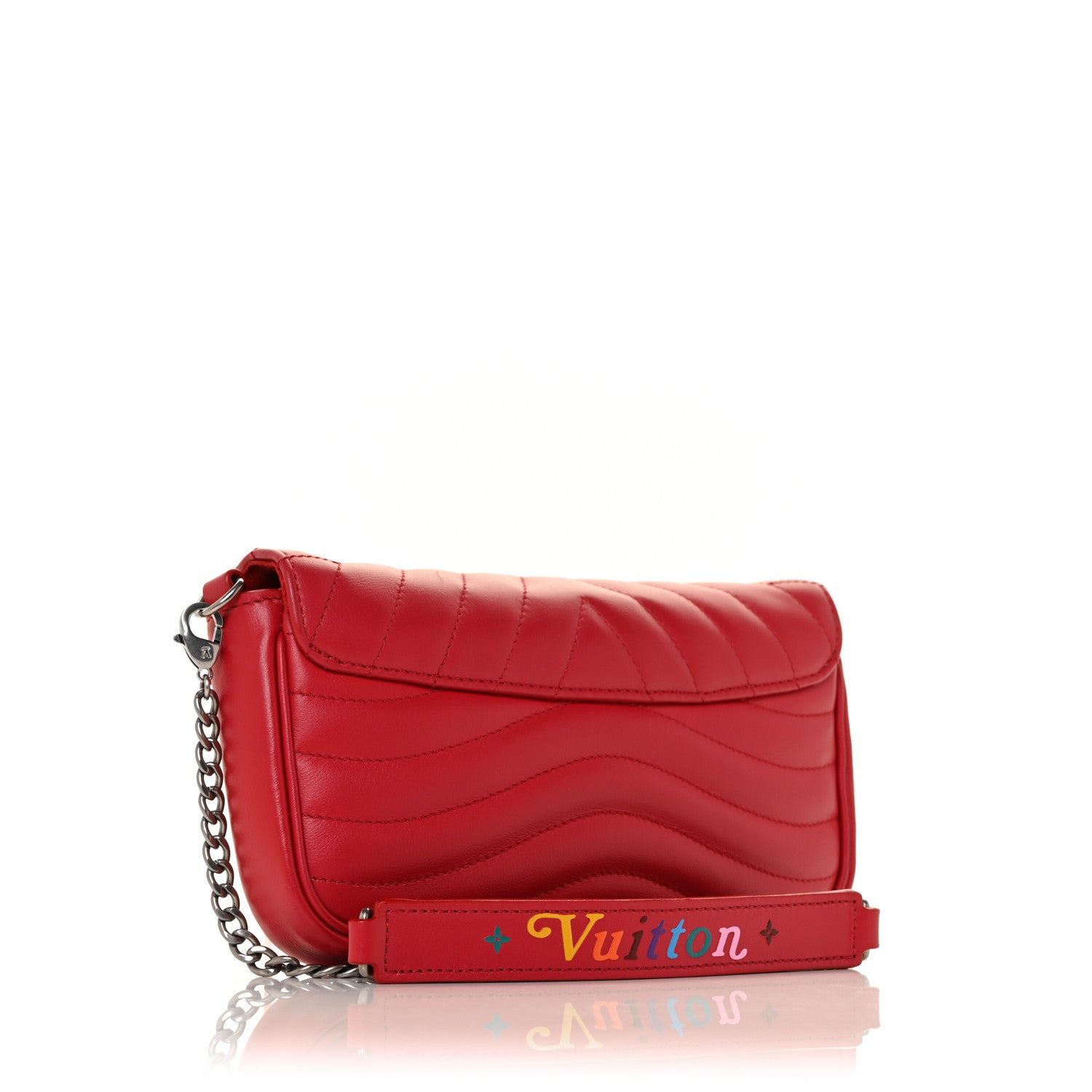 Louis Vuitton Calfskin New Wave Chain Pochette Scarlet 3 of 8