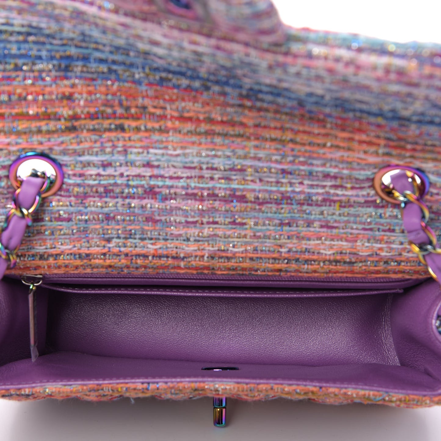 Tweed Quilted Mini Rectangular Flap Blue Pink Orange