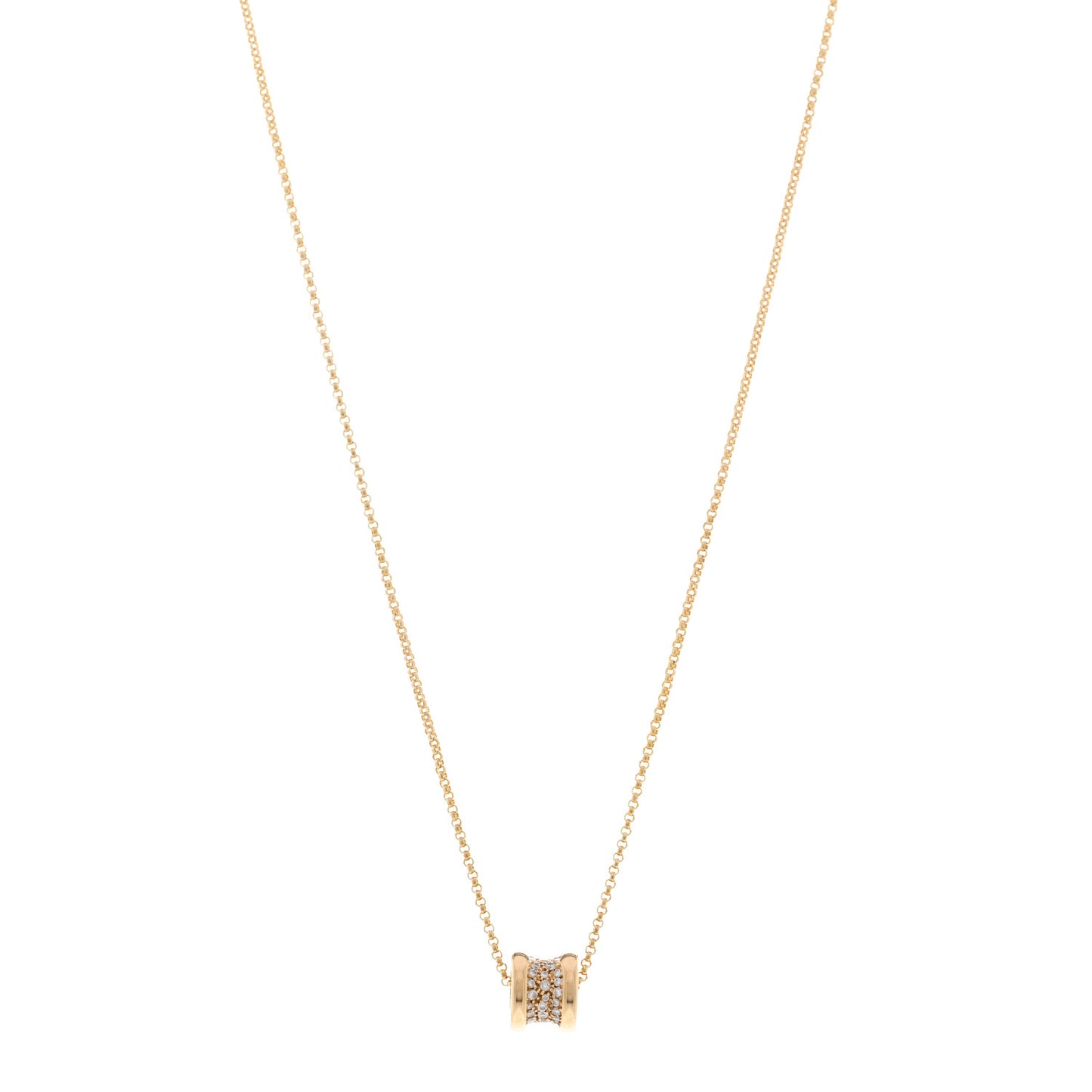 18K Yellow Gold Diamond Small B.Zero1 Pave Pendant Necklace