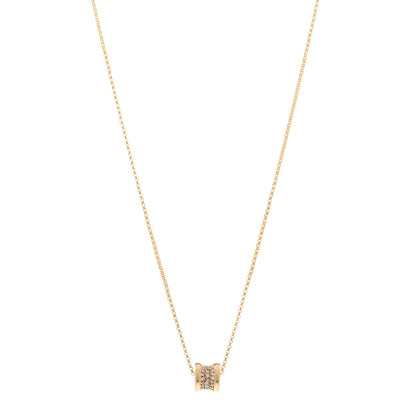 Bulgari 18K Yellow Gold Diamond Small B.Zero1 Pave Pendant Necklace 1 of 5