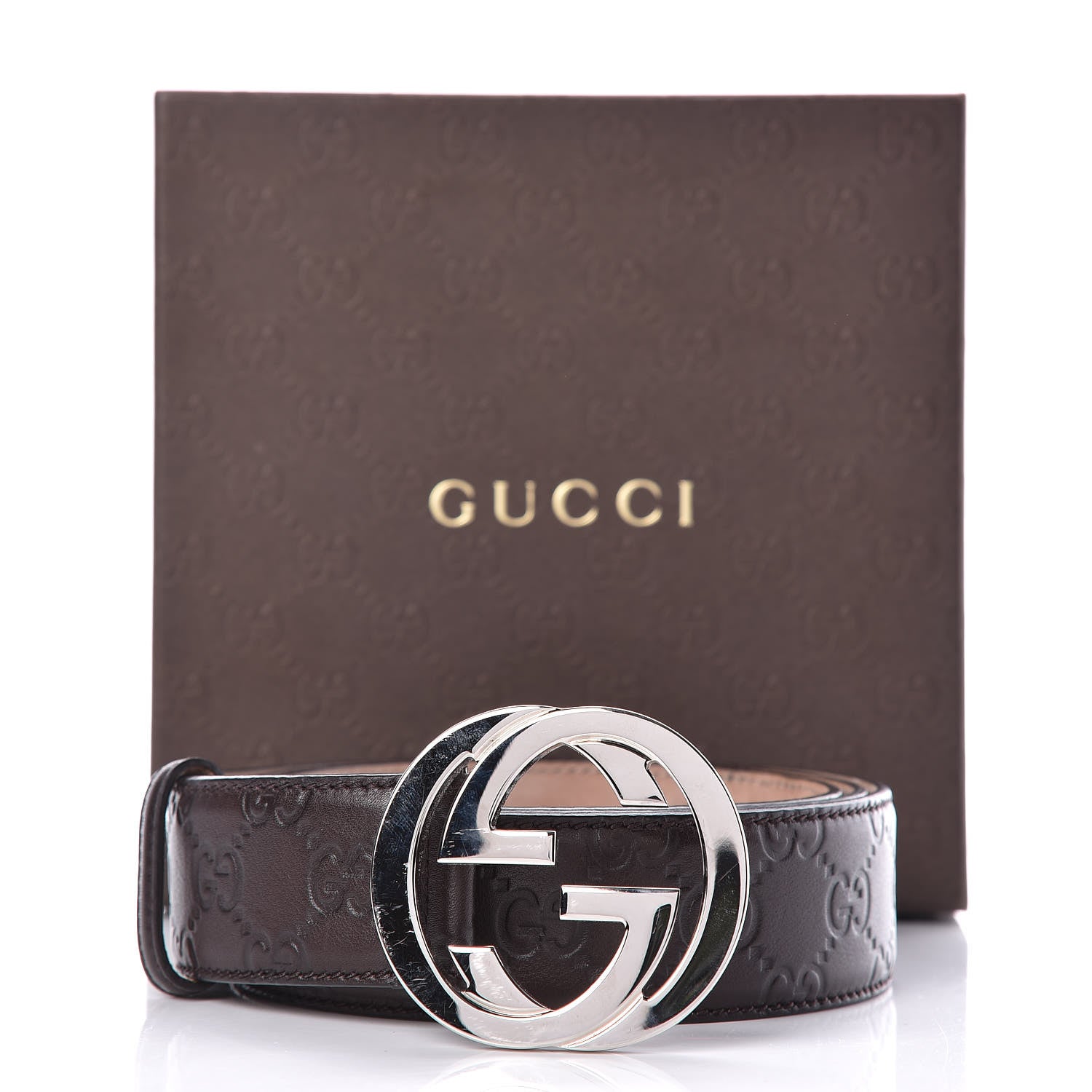 Gucci Guccissima Interlocking G Belt 110 44 Dark Brown 10 of 10