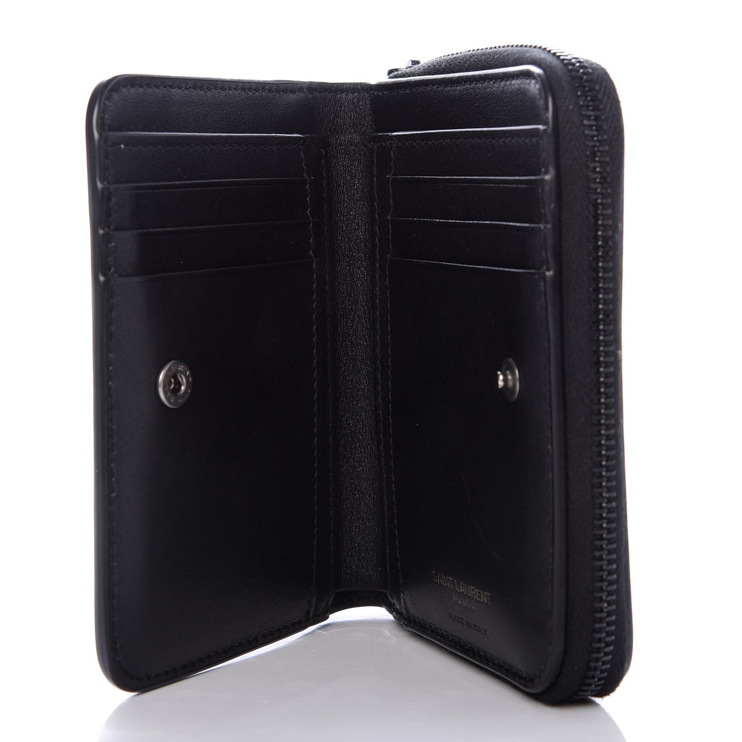 Patent Glitter Leopard Monogram Compact Wallet Black Multi
