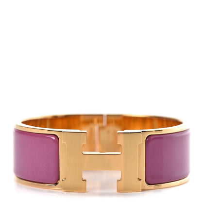 Hermes Enamel Wide Clic Clac H Bracelet PM Rose Azalee 1 of 6