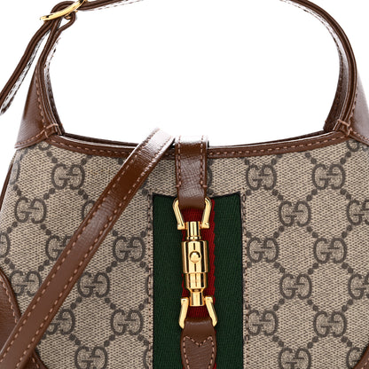Gucci GG Supreme Monogram Azalea Calfskin Web Mini Jackie 1961 Hobo Beige Ebony Brown Sugar 8 of 12