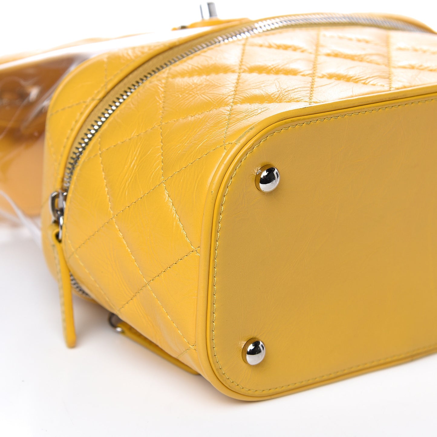 Crumpled Calfskin PVC Quilted Flap Yellow