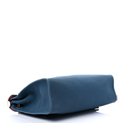 Hermes Vache Hunter Toile Militaire Herbag Zip 31 PM Bleu Agate Rouge H 5 of 13