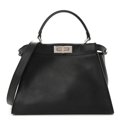 Fendi Vitello Seta Snakeskin Crocodile Monster Eyes Medium Peekaboo Iconic Satchel Black Girasole 1 of 12