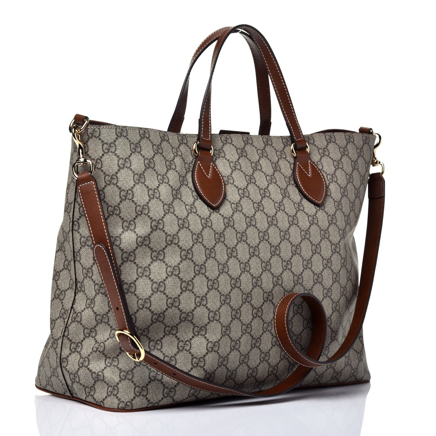 Soft GG Supreme Monogram Medium Crossbody Tote Beige Cuir