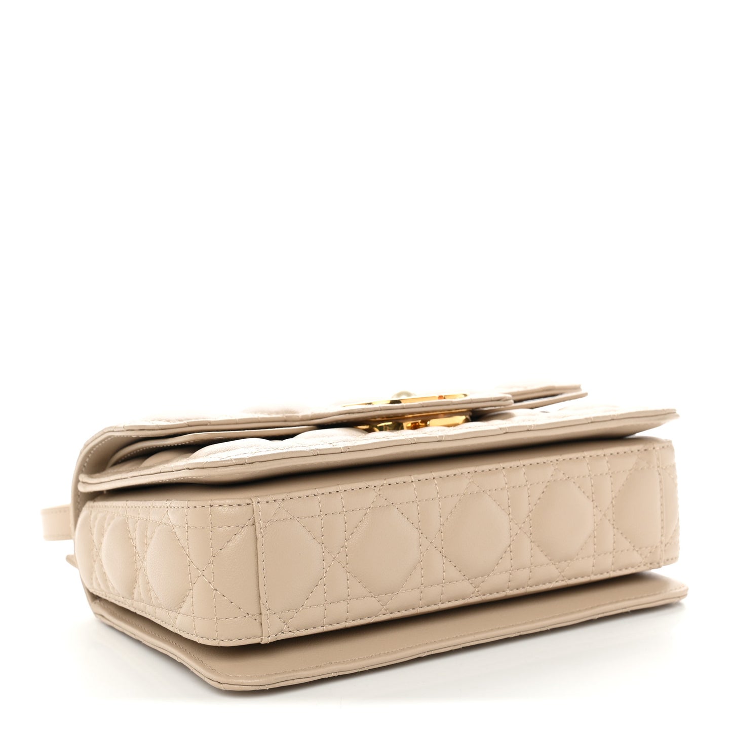 Calfskin Cannage Small Jolie Top Handle Bag Powder Beige