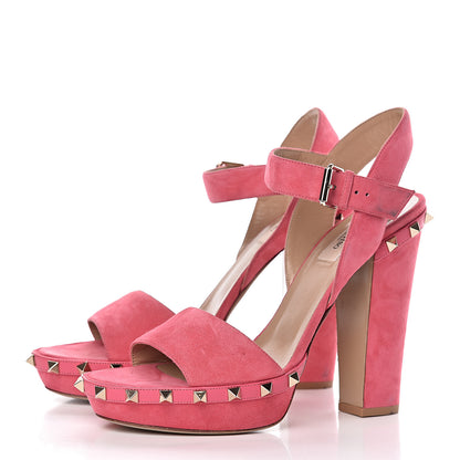 Valentino Garavani Suede Rockstud 75/125mm Platform Sandals 40 Shadow Pink 3 of 9